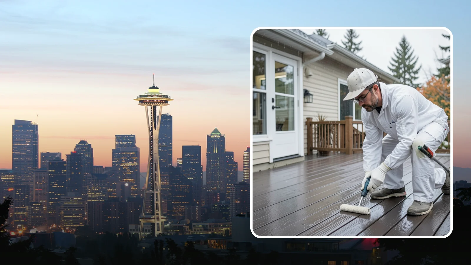 Deck Painting in Seattle, King County, WA - Deck painting applies a solid, protective color coat that seals and renews worn deck boards.
