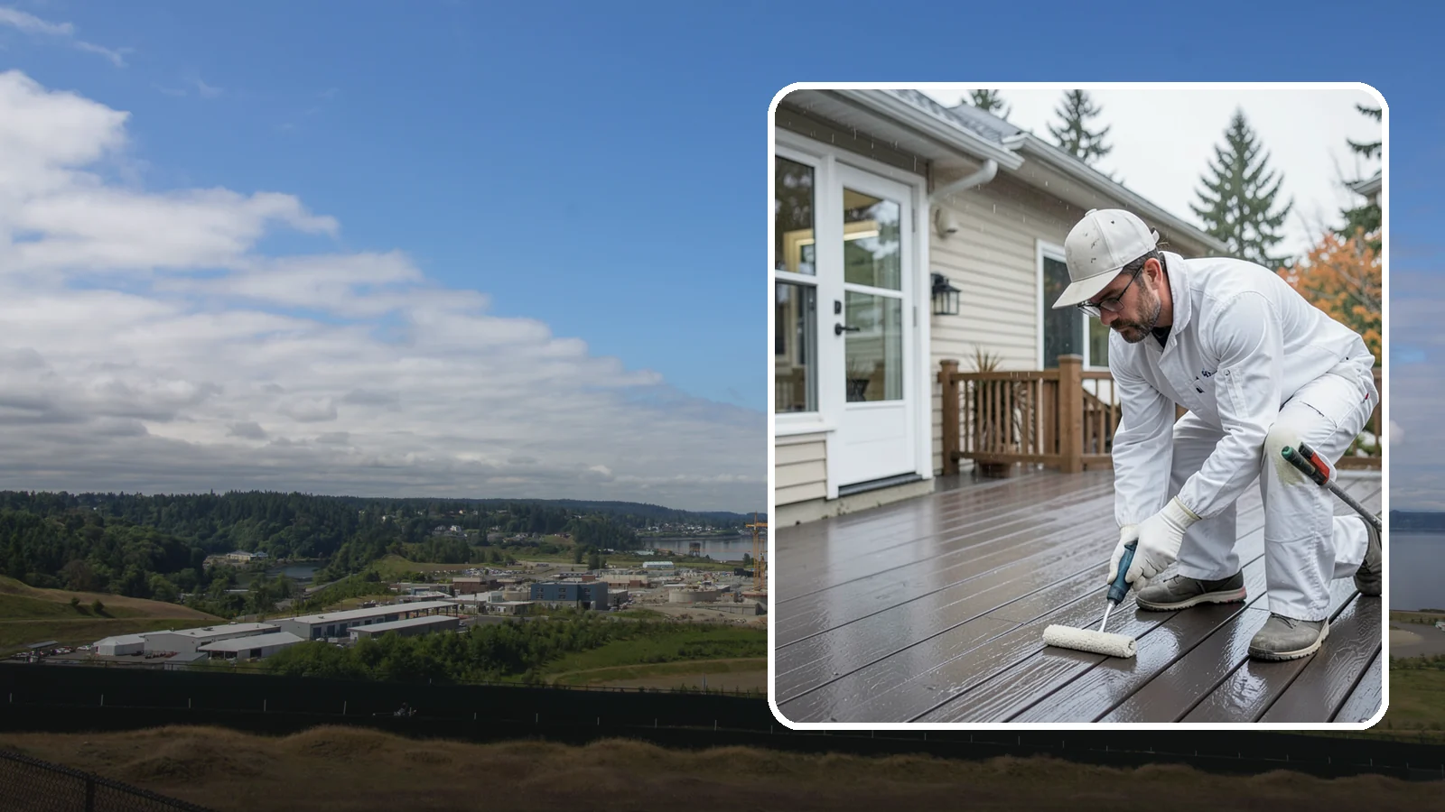 Deck Painting in University Place, Pierce County, WA - Deck painting applies a solid, protective color coat that seals and renews worn deck boards.