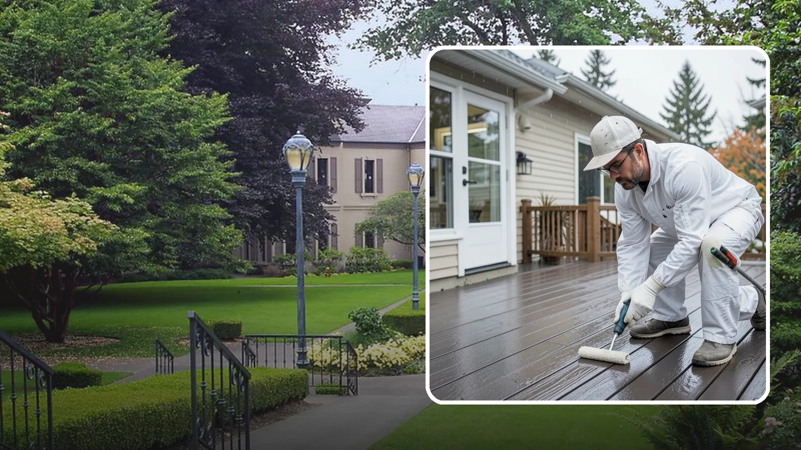 Deck Painting in Woodinville, King County, WA - Deck painting applies a solid, protective color coat that seals and renews worn deck boards.