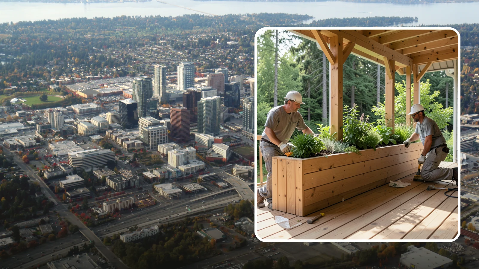 Deck Planter Construction in Bellevue, King County, WA - Built-in deck planter construction that brings greenery and privacy into your outdoor space.