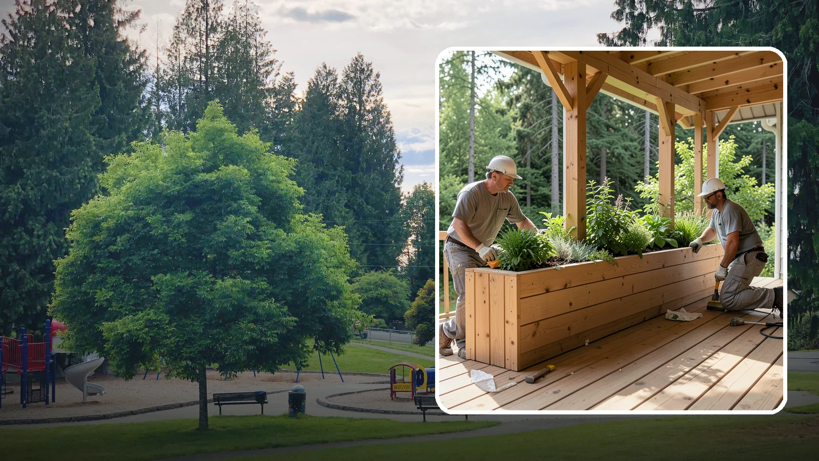 Deck Planter Construction in Bonney Lake, Pierce County, WA - Built-in deck planter construction that brings greenery and privacy into your outdoor space.