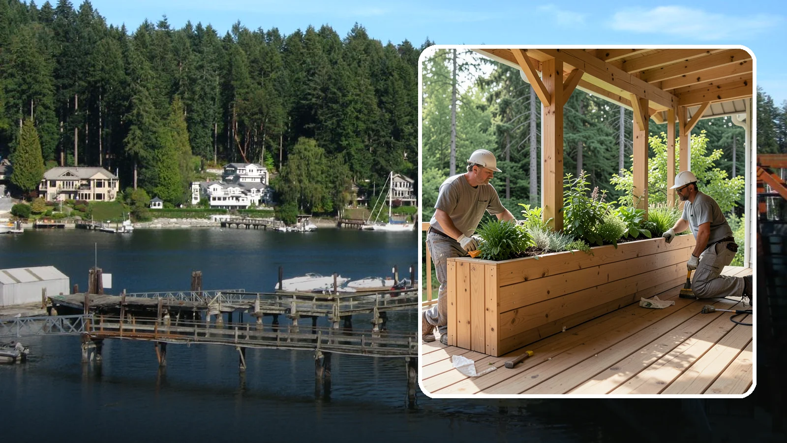 Deck Planter Construction in Gig Harbor, Pierce County, WA - Built-in deck planter construction that brings greenery and privacy into your outdoor space.