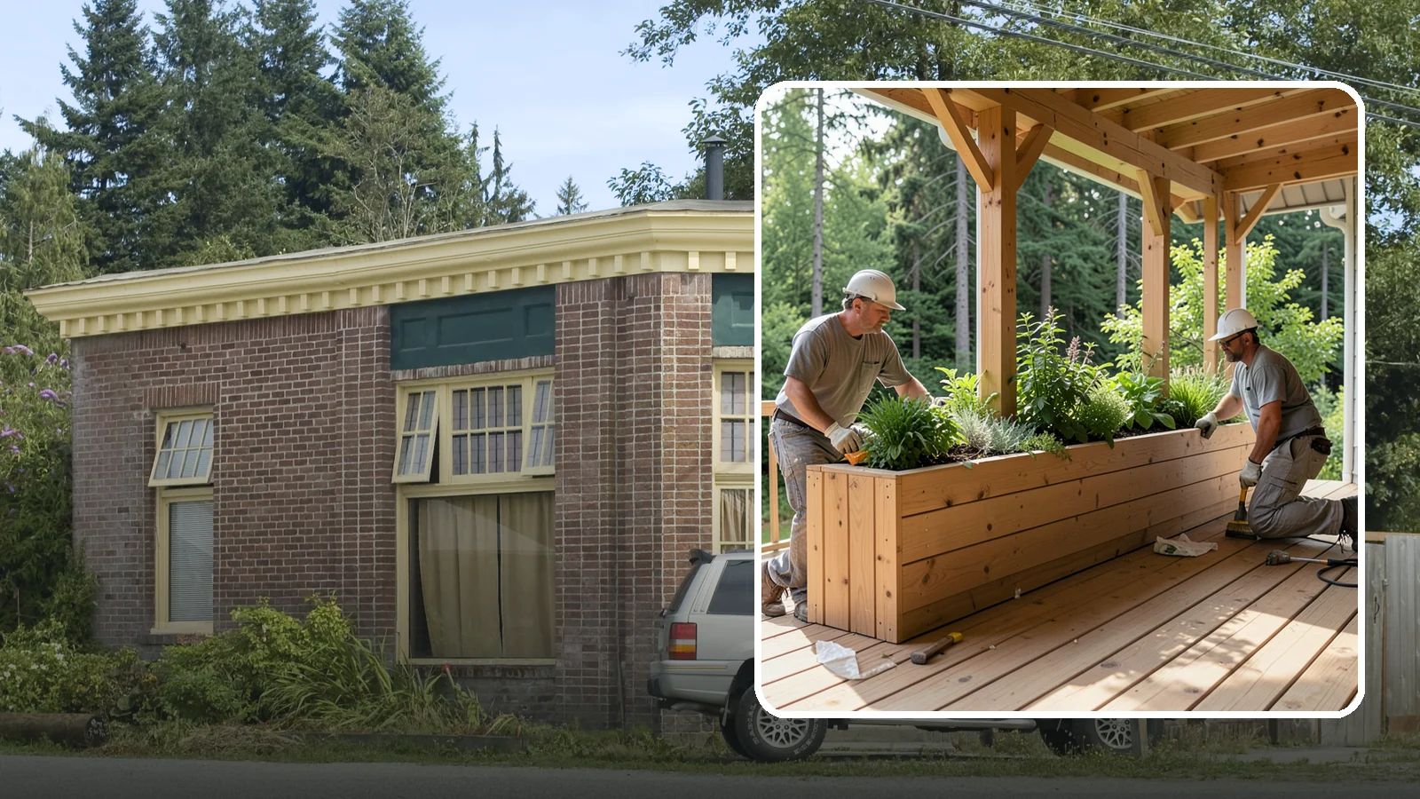 Deck Planter Construction in Hamilton, Skagit County, WA - Built-in deck planter construction that brings greenery and privacy into your outdoor space.