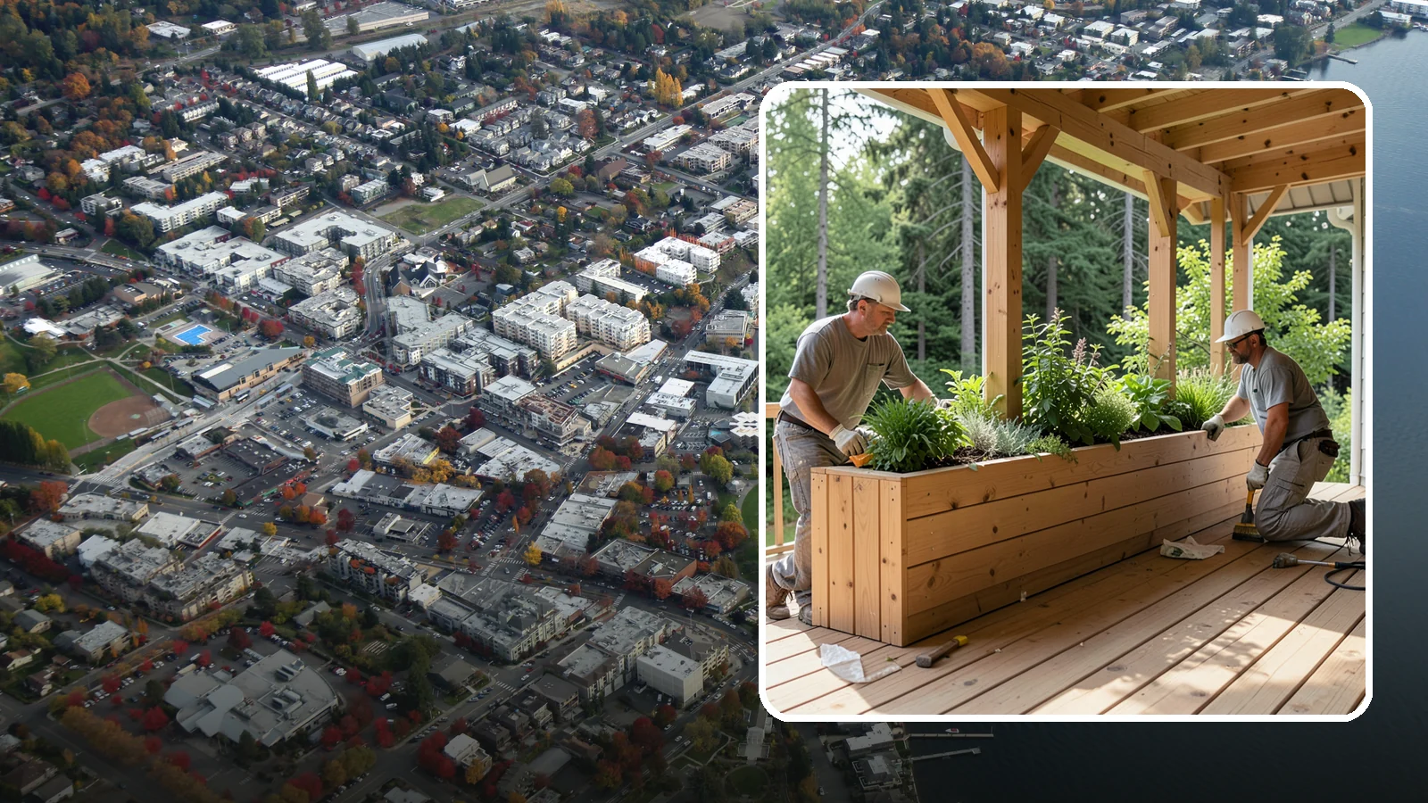 Deck Planter Construction in Kirkland, King County, WA - Built-in deck planter construction that brings greenery and privacy into your outdoor space.