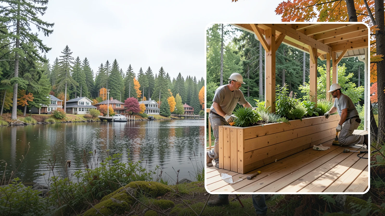 Deck Planter Construction in La Conner, Skagit County, WA - Built-in deck planter construction that brings greenery and privacy into your outdoor space.