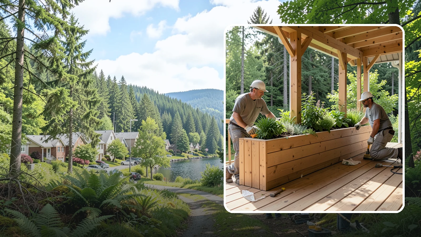 Deck Planter Construction in Lake Forest Park, King County, WA - Built-in deck planter construction that brings greenery and privacy into your outdoor space.