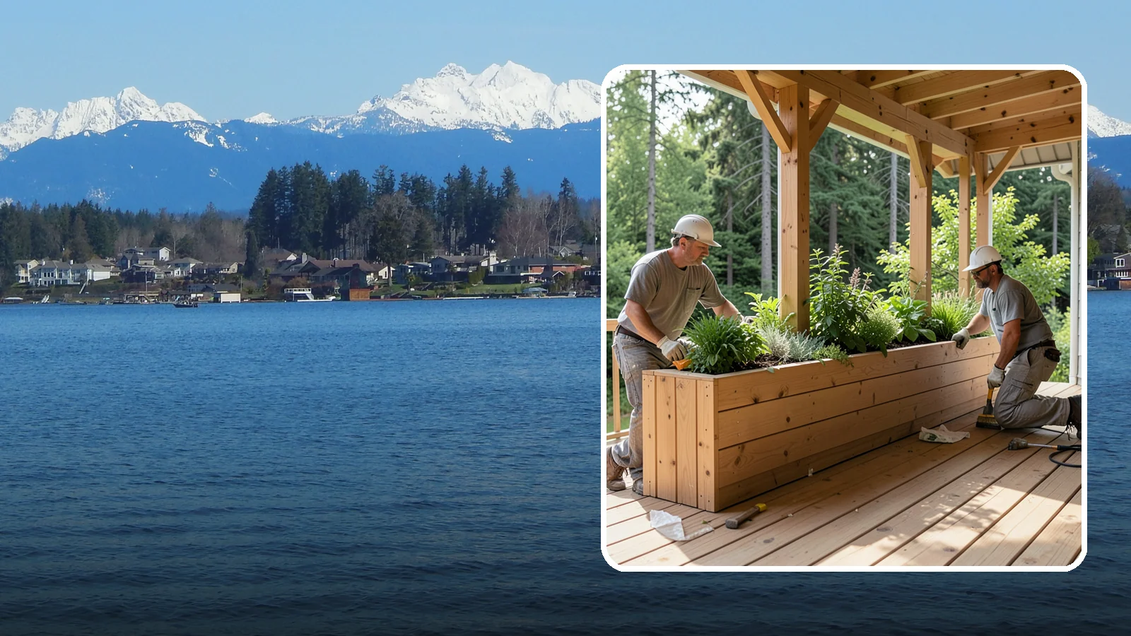 Deck Planter Construction in Lake Stevens, Snohomish County, WA - Built-in deck planter construction that brings greenery and privacy into your outdoor space.