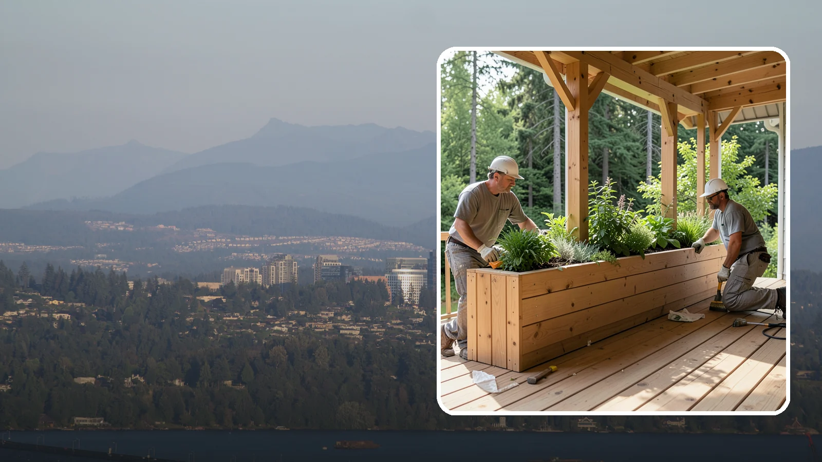 Deck Planter Construction in Medina, King County, WA - Built-in deck planter construction that brings greenery and privacy into your outdoor space.