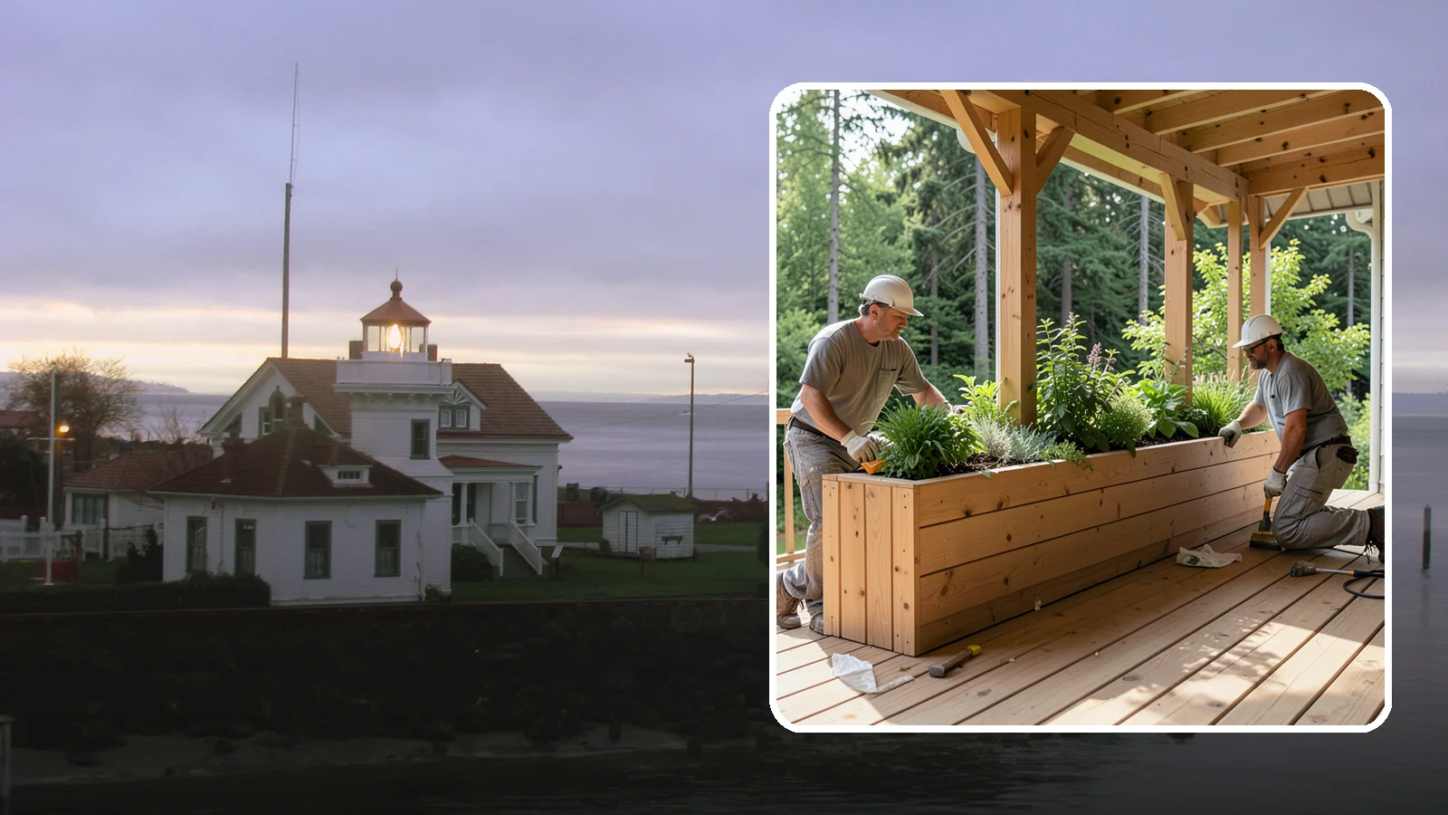 Deck Planter Construction in Mukilteo, Snohomish County, WA - Built-in deck planter construction that brings greenery and privacy into your outdoor space.