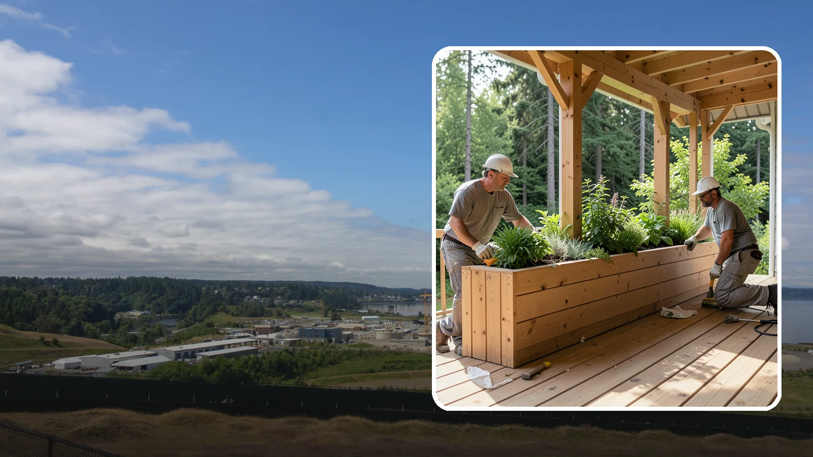 Deck Planter Construction in University Place, Pierce County, WA - Built-in deck planter construction that brings greenery and privacy into your outdoor space.