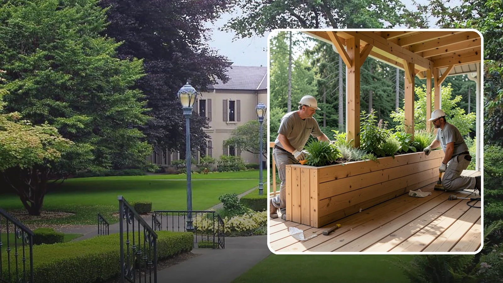 Deck Planter Construction in Woodinville, King County, WA - Built-in deck planter construction that brings greenery and privacy into your outdoor space.