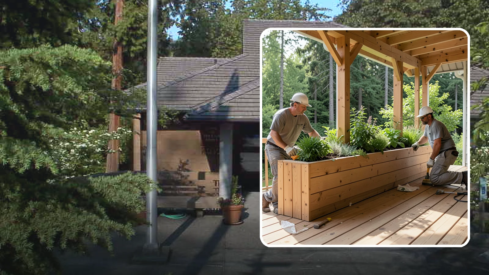 Deck Planter Construction in Yarrow Point, King County, WA - Built-in deck planter construction that brings greenery and privacy into your outdoor space.