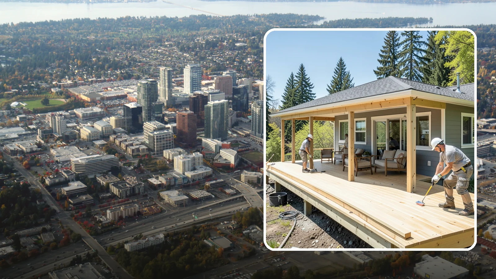 Deck Replacement in Bellevue, King County, WA - Full deck replacement that swaps out aged, unsafe structures for a code-compliant outdoor space.