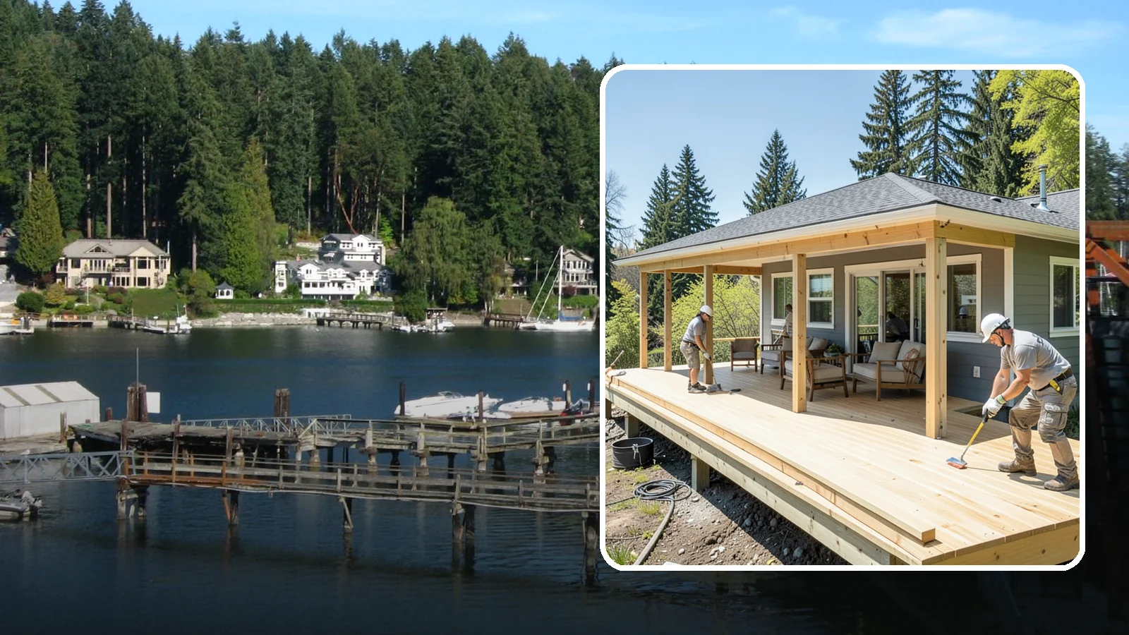 Deck Replacement in Gig Harbor, Pierce County, WA - Full deck replacement that swaps out aged, unsafe structures for a code-compliant outdoor space.