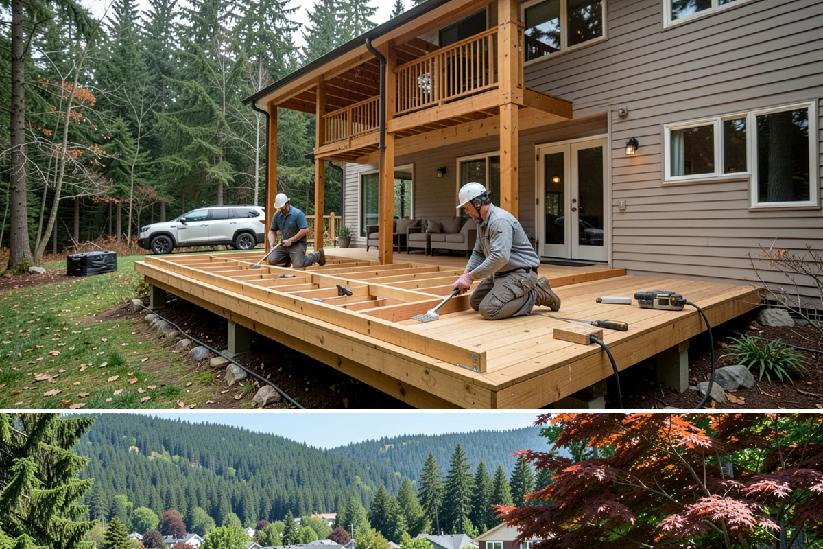Deck Replacement in Index, Snohomish County, WA - Drier months reduce the risk of exposing your home's wall during demolition, making late spring through fall the safest window.