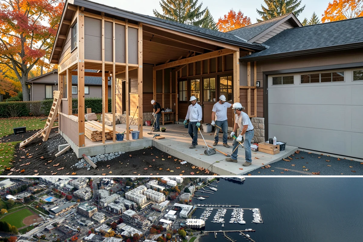 Deck Replacement in Kirkland, King County, WA - Drier months reduce the risk of exposing your home's wall during demolition, making late spring through fall the safest window.