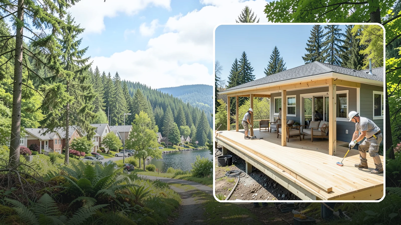 Deck Replacement in Lake Forest Park, King County, WA - Full deck replacement that swaps out aged, unsafe structures for a code-compliant outdoor space.