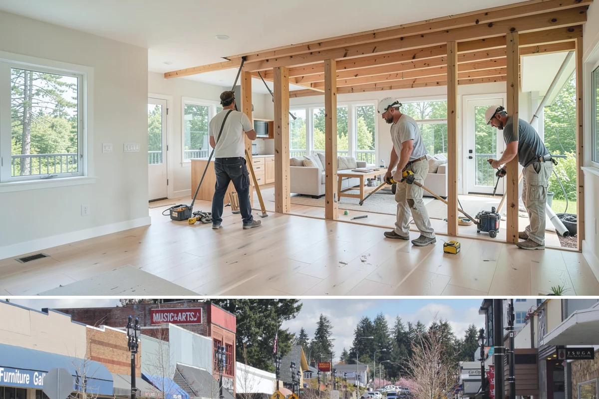 Deck Resurfacing in Bothell, King County, WA - Resurfacing goes quickest in dry summer weather when exposed framing won't be soaked between work days.