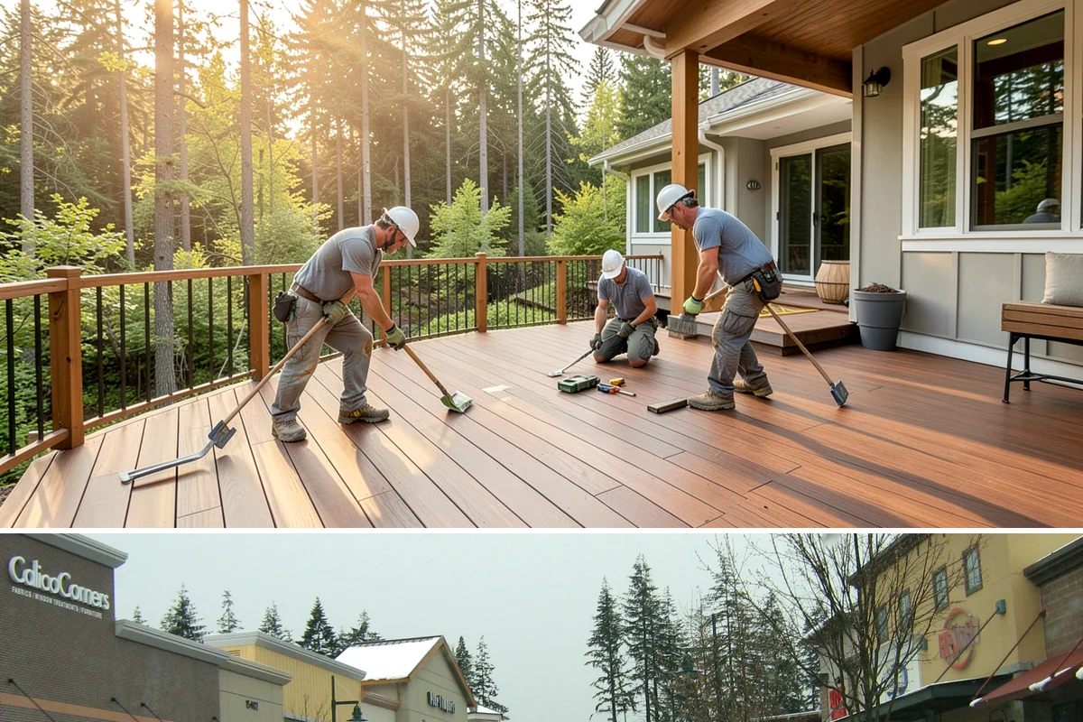 Deck Resurfacing in Mill Creek, Snohomish County, WA - Resurfacing goes quickest in dry summer weather when exposed framing won't be soaked between work days.