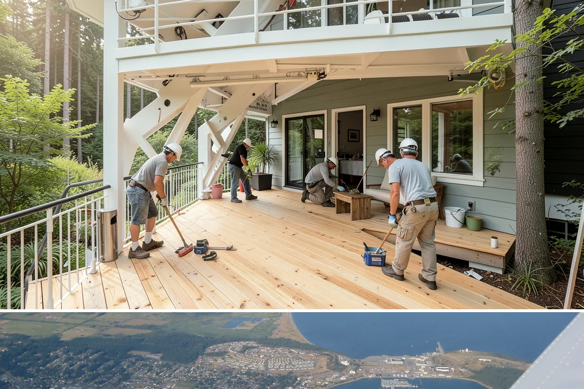 Deck Resurfacing in Oak Harbor, Island County, WA - Resurfacing goes quickest in dry summer weather when exposed framing won't be soaked between work days.