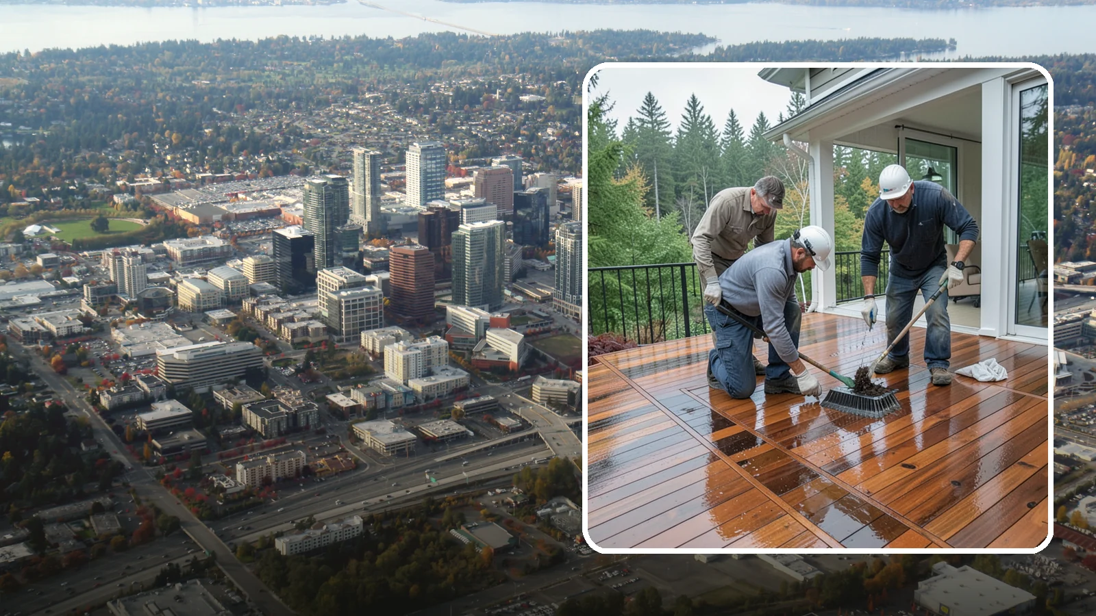 Deck Staining in Bellevue, King County, WA - Deck staining seals and colors your deck boards to fight the Pacific Northwest's rain and rot.
