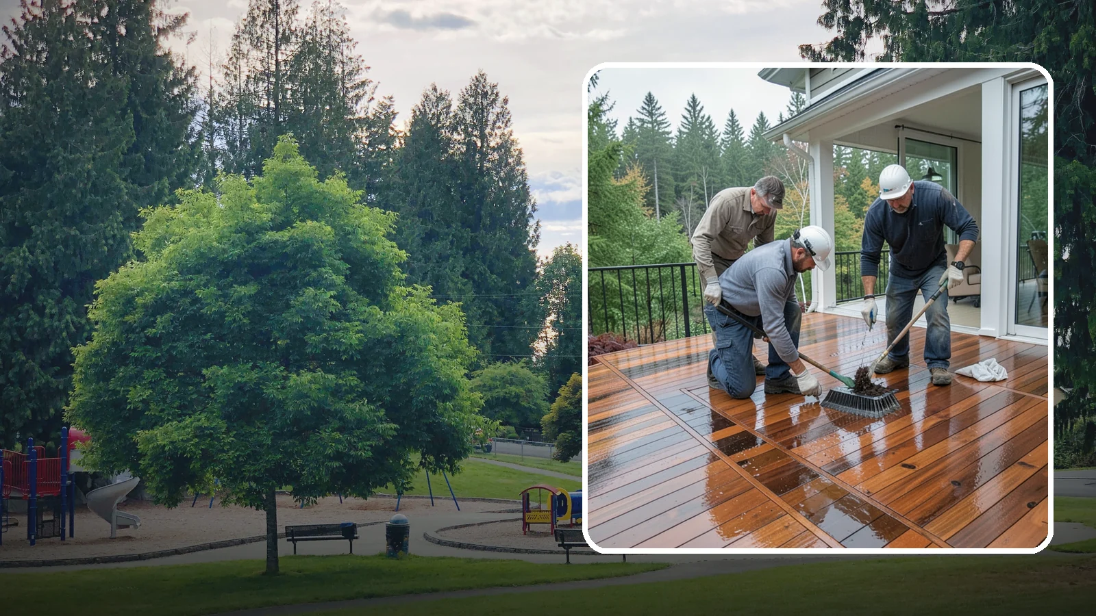 Deck Staining in Bonney Lake, Pierce County, WA - Deck staining seals and colors your deck boards to fight the Pacific Northwest's rain and rot.