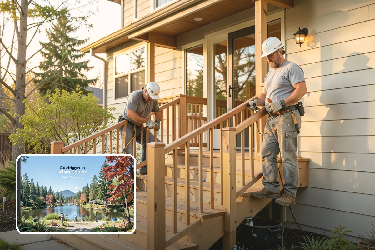 Deck Staining in Covington, King County, WA - Water-repellent penetrating stain built for wet decks