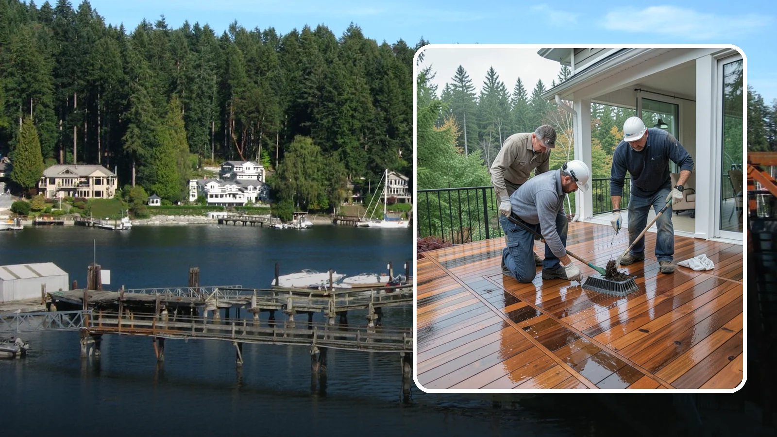 Deck Staining in Gig Harbor, Pierce County, WA - Deck staining seals and colors your deck boards to fight the Pacific Northwest's rain and rot.