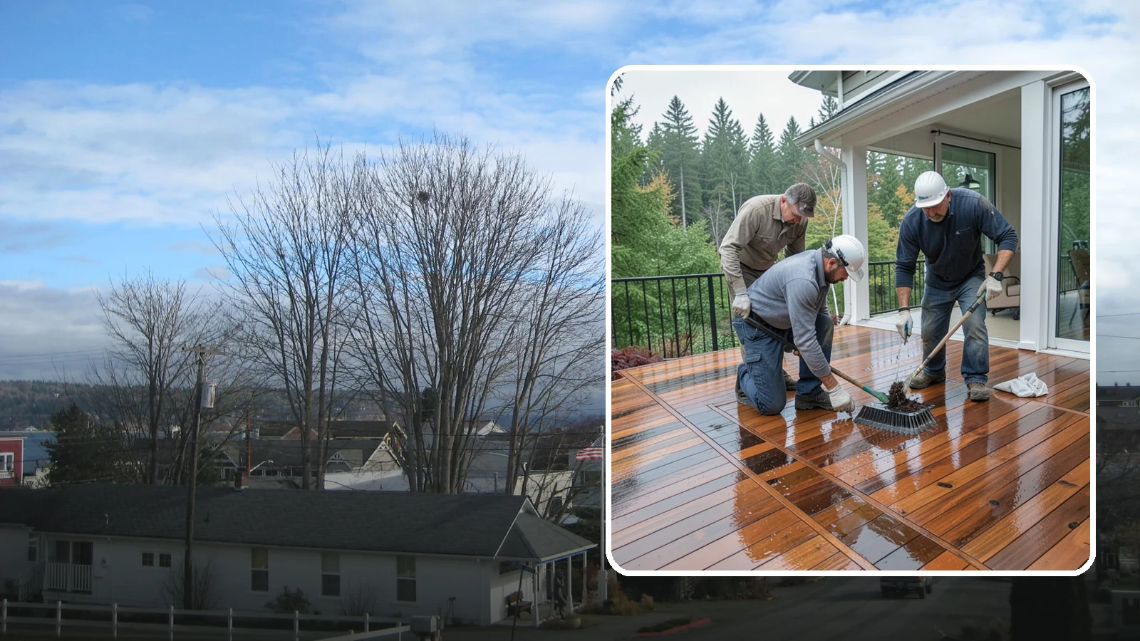 Deck Staining in Langley, Island County, WA - Deck staining seals and colors your deck boards to fight the Pacific Northwest's rain and rot.
