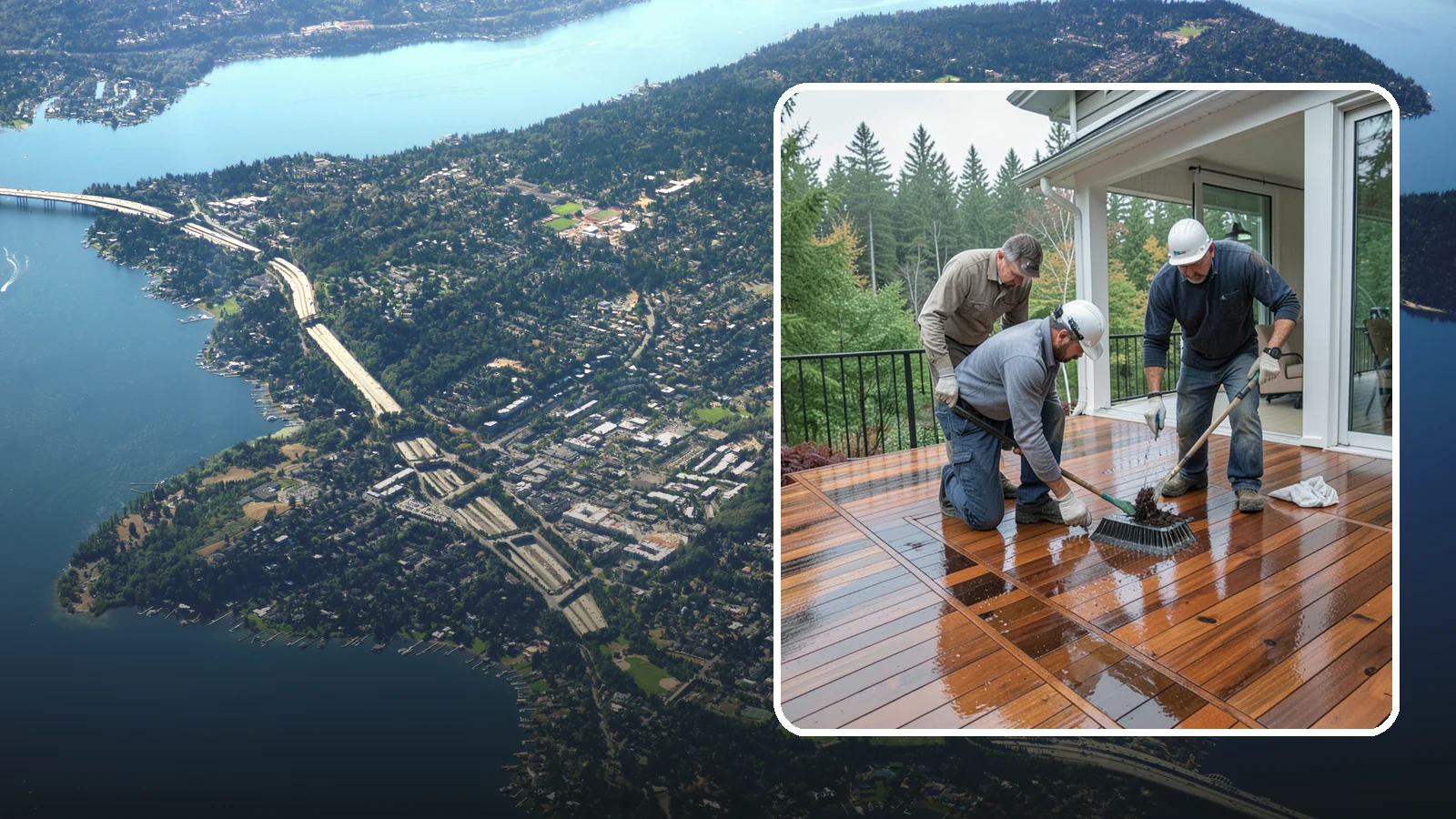 Deck Staining in Mercer Island, King County, WA - Deck staining seals and colors your deck boards to fight the Pacific Northwest's rain and rot.