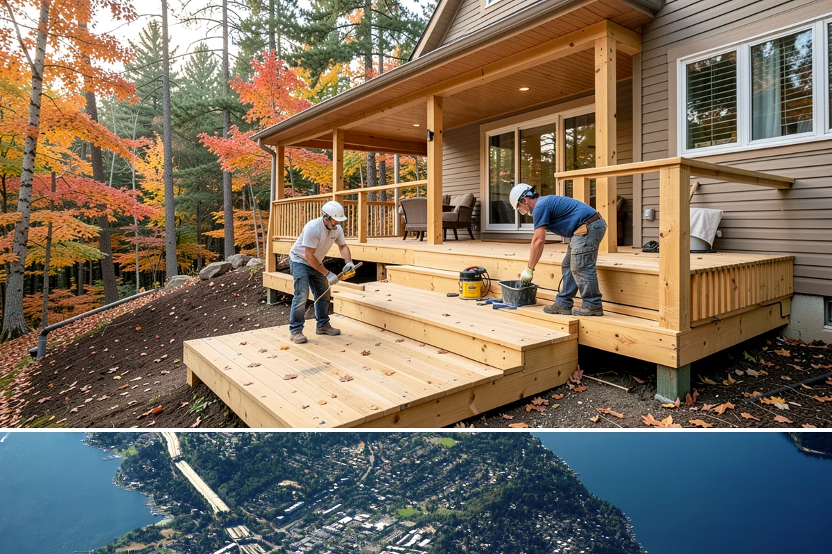 Deck Staining in Mercer Island, King County, WA - Deck staining requires the dry, warm stretch of late spring through summer so the wood is dry enough to accept the stain.