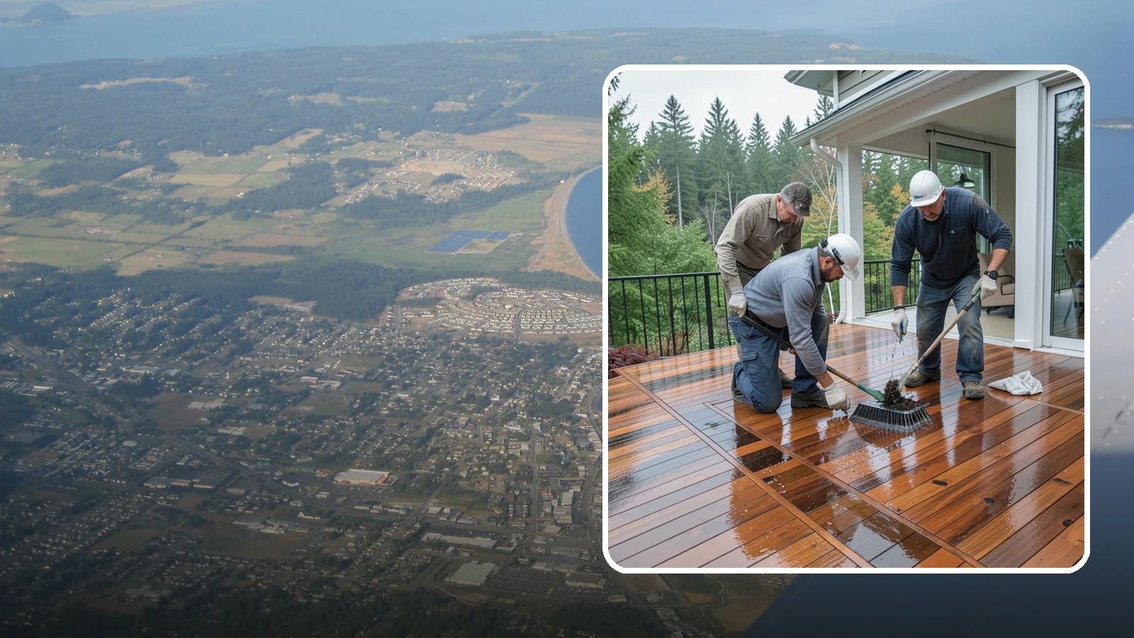 Deck Staining in Oak Harbor, Island County, WA - Deck staining seals and colors your deck boards to fight the Pacific Northwest's rain and rot.