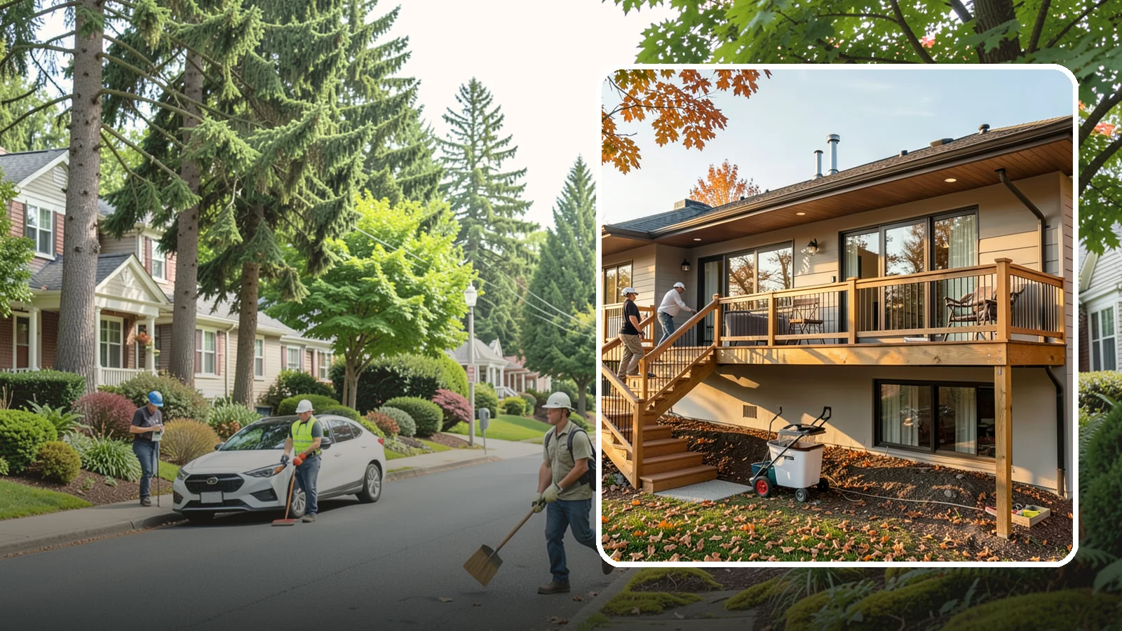 Deck Stair Construction in Beaux Arts Village, King County, WA - Sturdy deck stair construction that connects levels safely with code-correct rise and run.