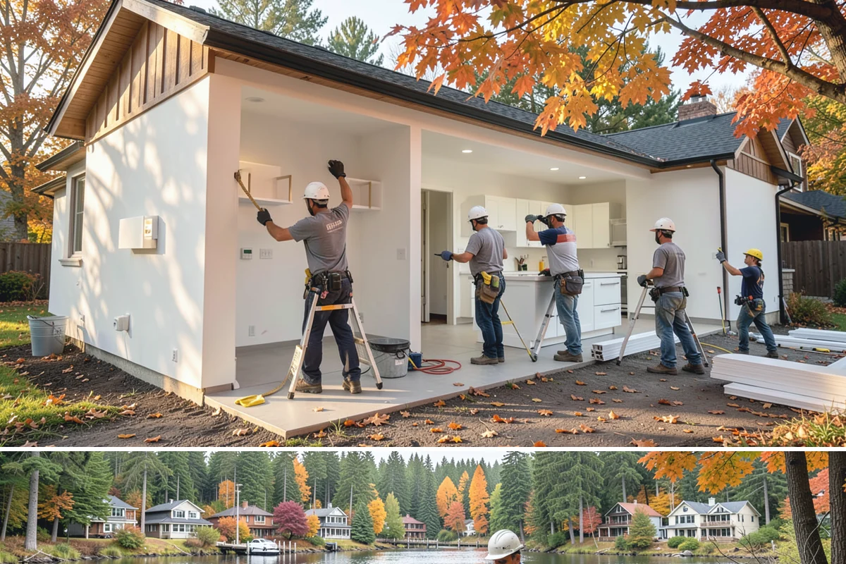 Deck Stair Construction in La Conner, Skagit County, WA - Stair footings set best in drier summer soil, though we build and repair stairs throughout the year.