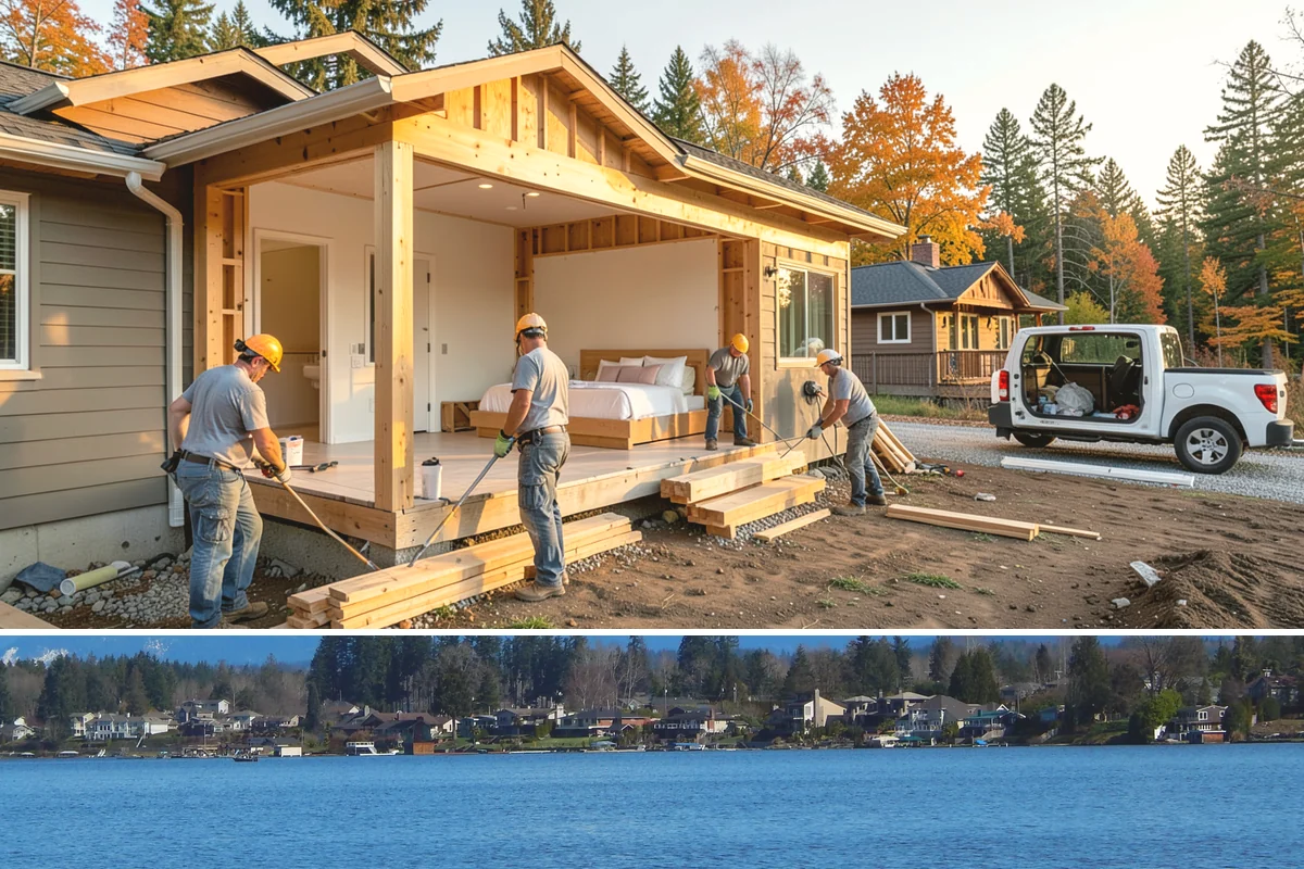 Deck Stair Construction in Lake Stevens, Snohomish County, WA - Stair footings set best in drier summer soil, though we build and repair stairs throughout the year.