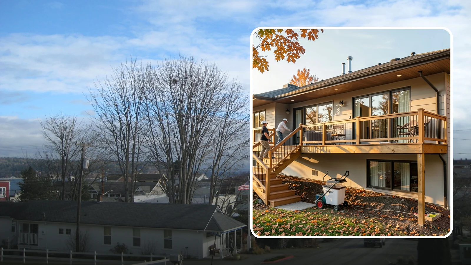 Deck Stair Construction in Langley, Island County, WA - Sturdy deck stair construction that connects levels safely with code-correct rise and run.