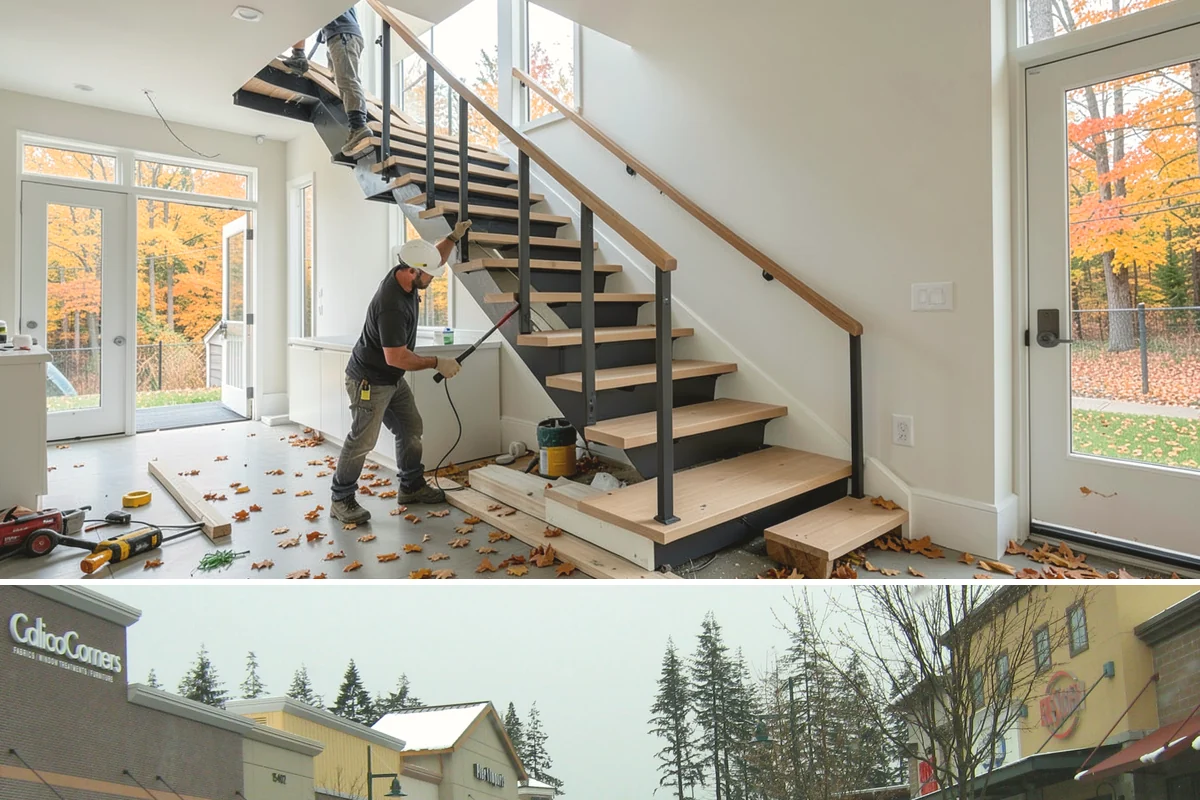 Deck Stair Construction in Mill Creek, Snohomish County, WA - Stair footings set best in drier summer soil, though we build and repair stairs throughout the year.