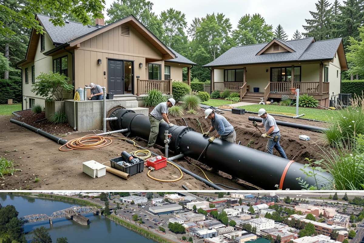 Deck Stair Construction in Mount Vernon, Skagit County, WA - Stair footings set best in drier summer soil, though we build and repair stairs throughout the year.