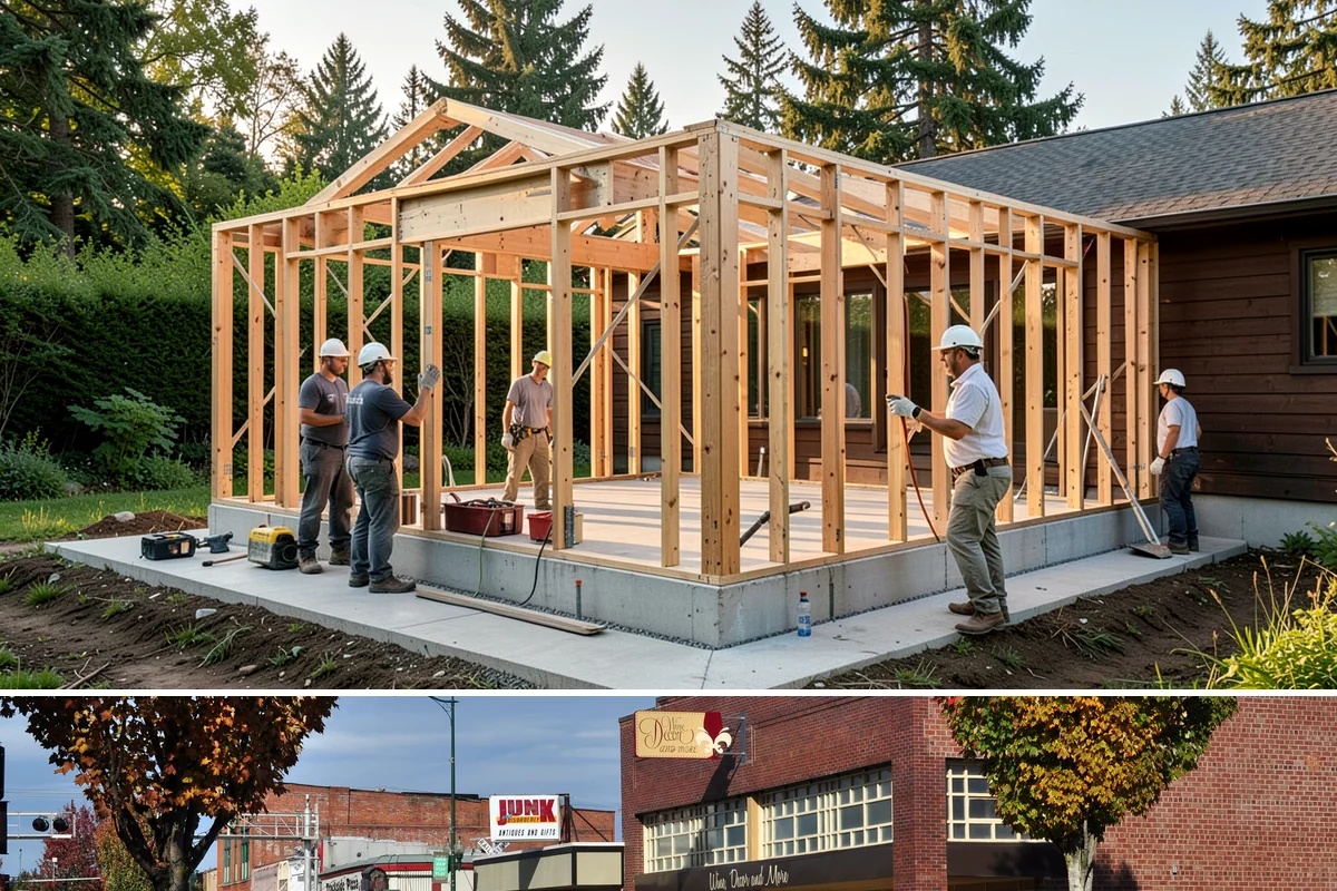Deck Stair Construction in Puyallup, Pierce County, WA - Stair footings set best in drier summer soil, though we build and repair stairs throughout the year.
