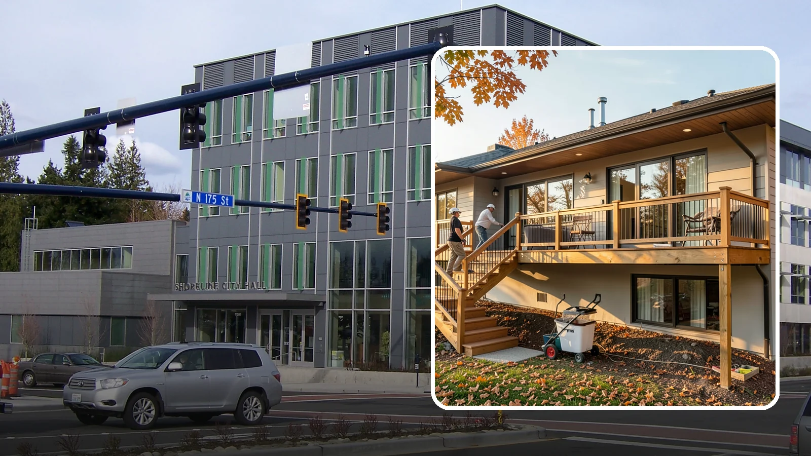 Deck Stair Construction in Shoreline, King County, WA - Sturdy deck stair construction that connects levels safely with code-correct rise and run.