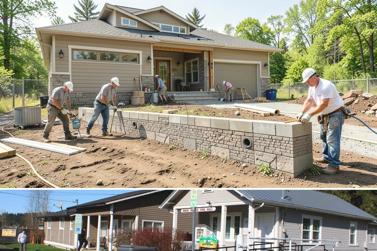 Deck Stair Construction in South Prairie, Pierce County, WA - Stair footings set best in drier summer soil, though we build and repair stairs throughout the year.