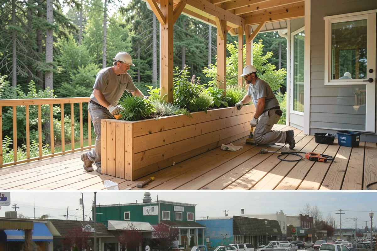 Deck Stair Construction in Stanwood, Snohomish County, WA - Stair footings set best in drier summer soil, though we build and repair stairs throughout the year.