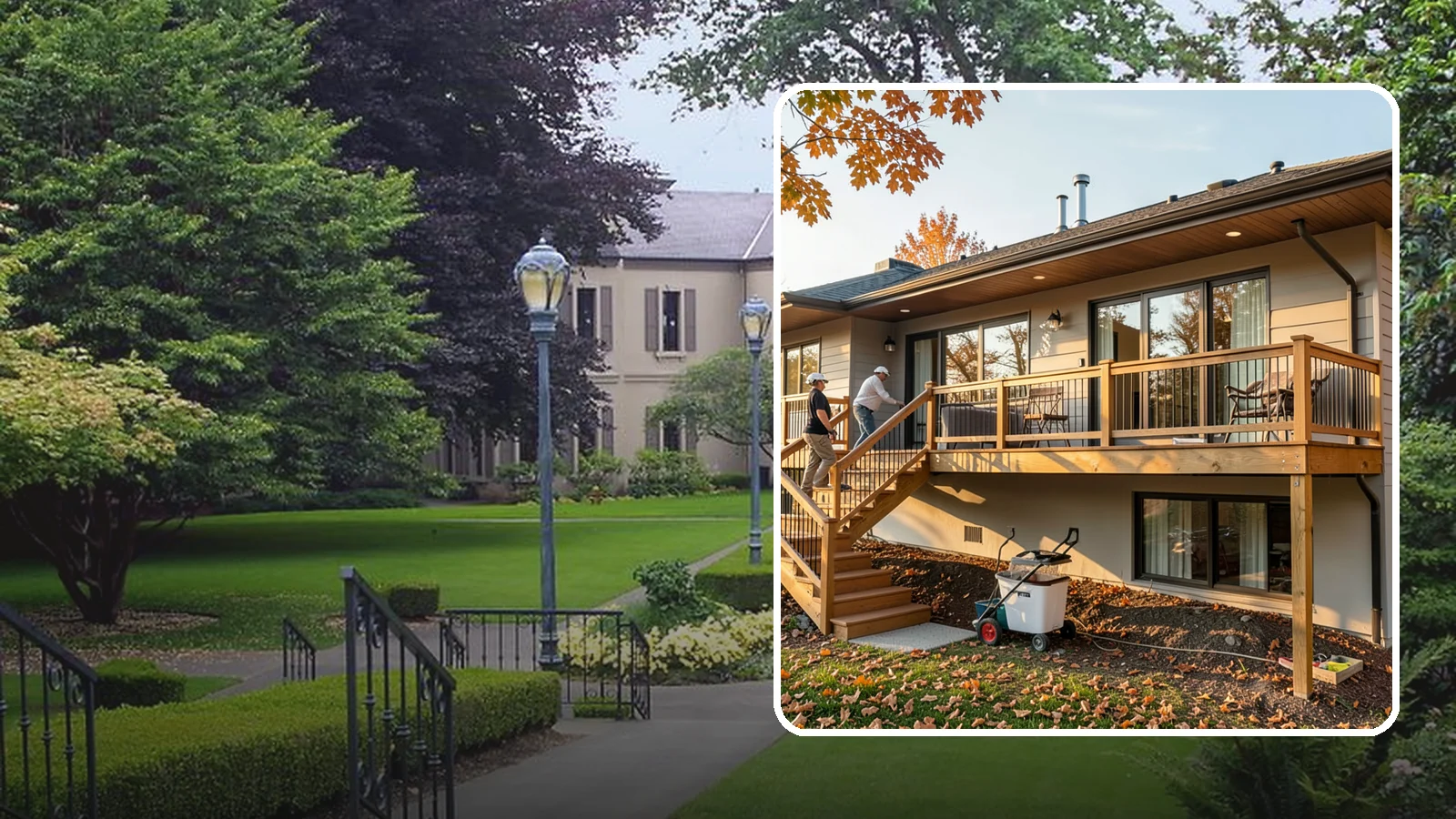 Deck Stair Construction in Woodinville, King County, WA - Sturdy deck stair construction that connects levels safely with code-correct rise and run.
