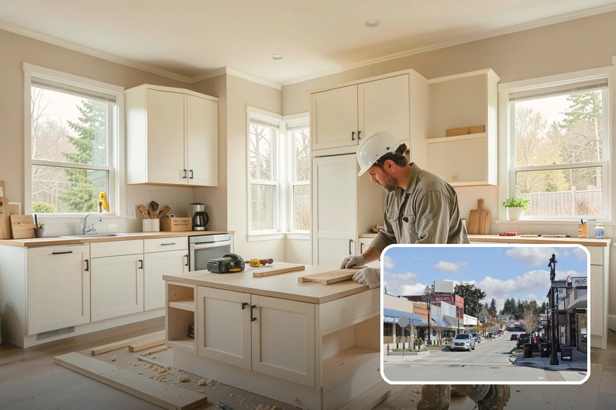 Den Remodeling in Bothell, King County, WA - Built-in shelving and storage for a tailored space