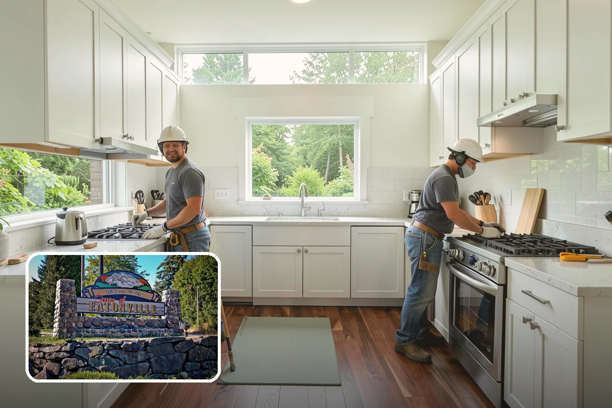 Den Remodeling in Eatonville, Pierce County, WA - Built-in shelving and storage for a tailored space