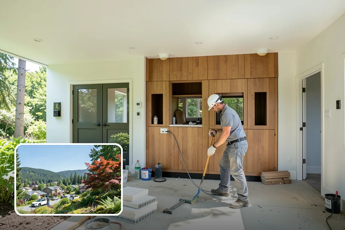 Den Remodeling in Index, Snohomish County, WA - Built-in shelving and storage for a tailored space