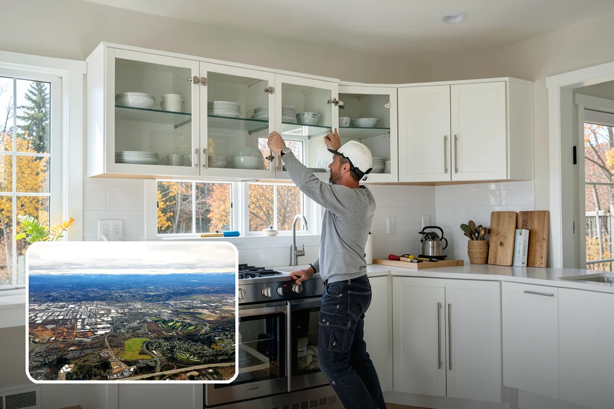 Den Remodeling in Kent, King County, WA - Built-in shelving and storage for a tailored space