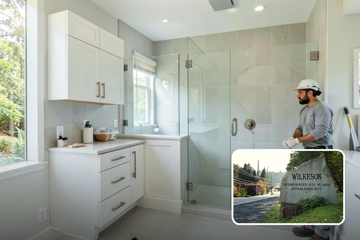 Den Remodeling in Wilkeson, Pierce County, WA - Built-in shelving and storage for a tailored space