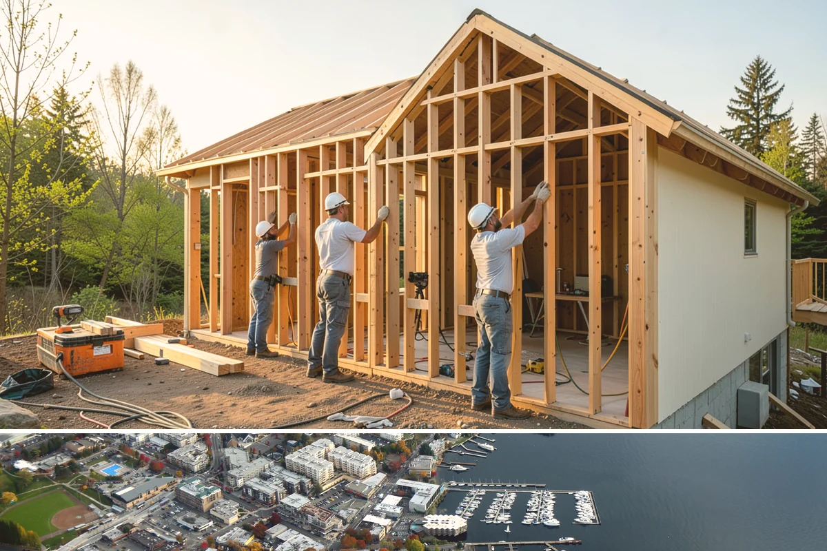 Door Framing in Kirkland, King County, WA - Interior framing runs year-round, while exterior openings are best framed during drier weather.