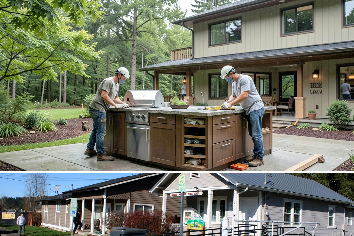 Door Framing in South Prairie, Pierce County, WA - Interior framing runs year-round, while exterior openings are best framed during drier weather.